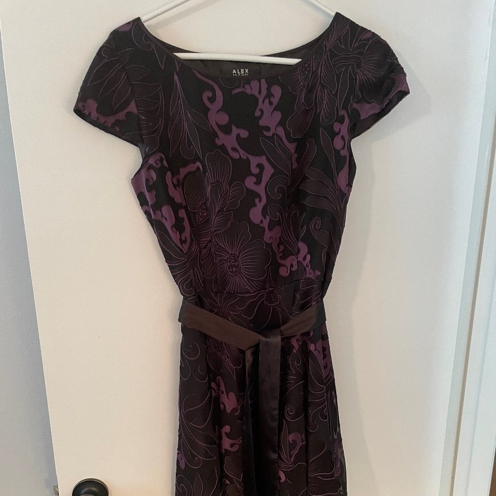 Alex Marie Purple and Black Floral Dress Size 8